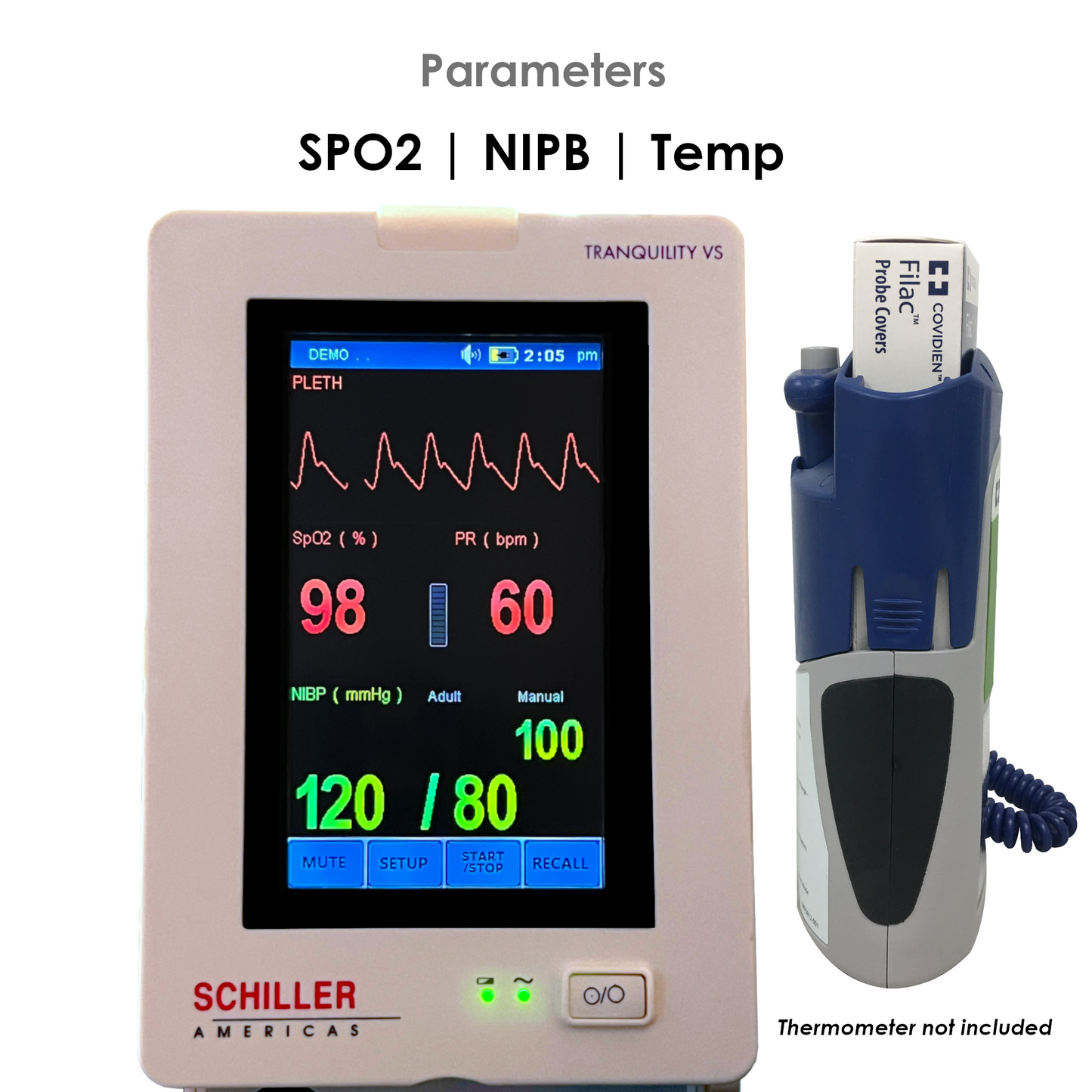 Schiller Tranquility VS SPO2, NIBP, External Temperature Vital Signs Monitor