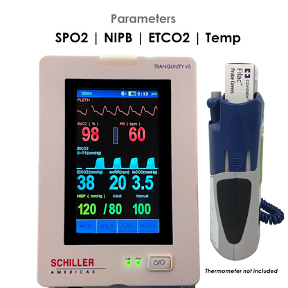 Schiller Tranquility VS SPO2, Nibp, Temperature, ETCO2 Vital Signs Monitor