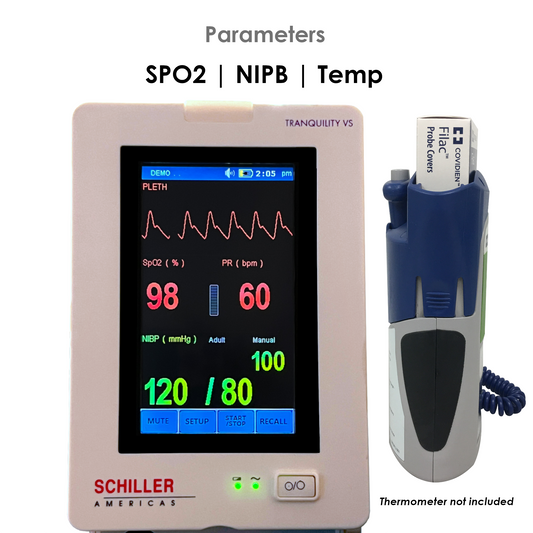 Schiller Tranquility VS SPO2, NIBP, External Temperature Vital Signs Monitor