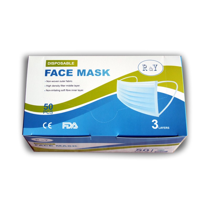 Face Mask 3 Ply Blue 50 Pieces Box - Medprozone Us